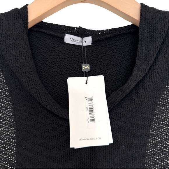 Vitamin A NWT Women's XS Drifter Hoodie Black Open-Knit Beach Sweater Sleeveless - Picture 5 of 7